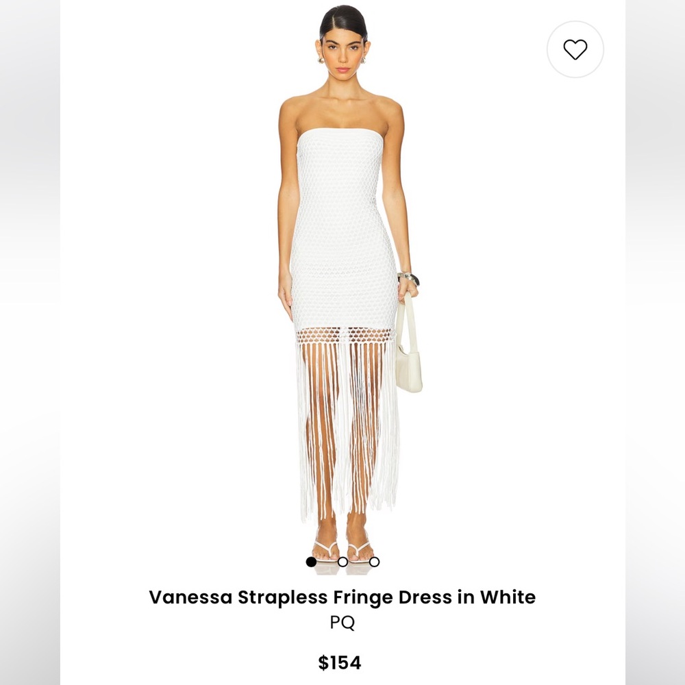 PQ swim x Revolve Vanessa White Fringe Dress Swim Cover up women size M/Large